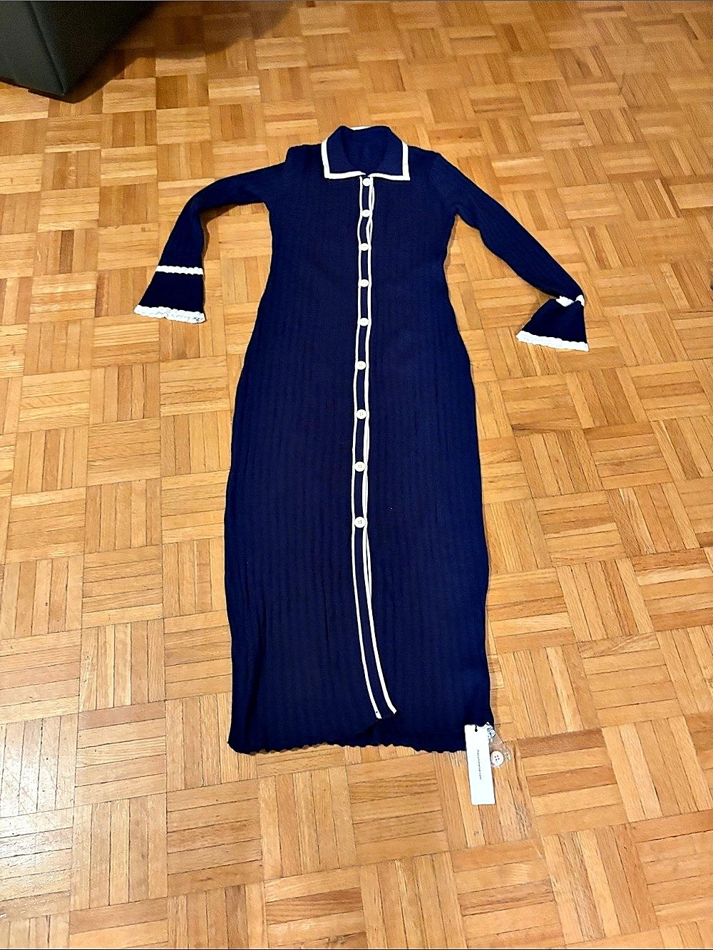 Commense Ribbed Maxi Dress Blue XL NWT